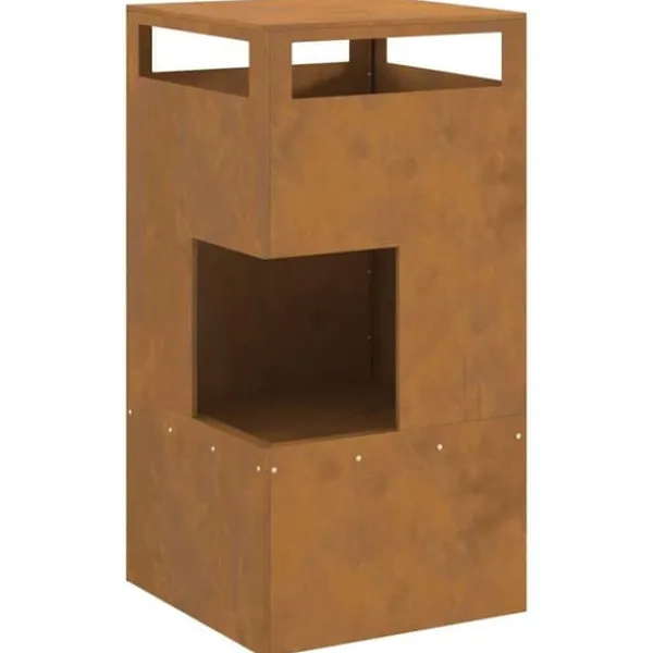 New Rustik utomhus eldstad i väderbeständigt cortenstål | Storlek: 50x50x100 cm Öppna Spisar