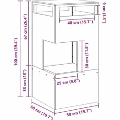 New Rustik utomhus eldstad i väderbeständigt cortenstål | Storlek: 50x50x100 cm Öppna Spisar