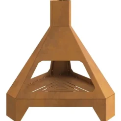 Outlet Rustik vedeldad eldstad med skorsten - Hållbart väderbeständigt stål | Storlek: 50x43x52 cm Vedeldade Kaminer