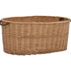 Rustik vedkorg med bärhandtag - Mångsidig förvaring | Färg: Naturlig pil | Storlek: 78x54x34 cm