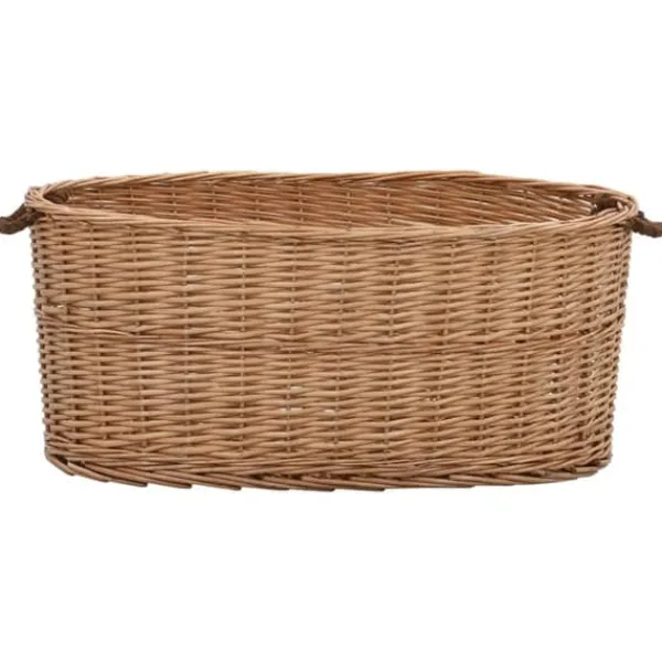 Rustik vedkorg med bärhandtag - Mångsidig förvaring | Färg: Naturlig pil | Storlek: 78x54x34 cm