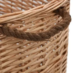 Rustik vedkorg med bärhandtag - Mångsidig förvaring | Färg: Naturlig pil | Storlek: 78x54x34 cm