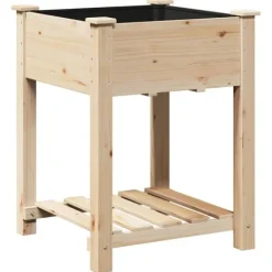 Sale Rustikt växtställ i massivt trä - Höjd växthylla för inomhus och utomhus | Storlek: 60x60x76 cm | Färg: Furu Växtställ