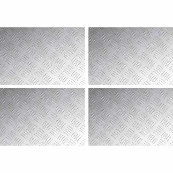 vidaXL Rutmönstrade Plattor 4 pcs Silver 60 x 40 cm Aluminium