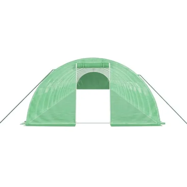 Rymligt växthus med stålram | Skydda växter och optimera tillväxt | Storlek: 72 m² | Färg: Grön | Mått: 18x4x2 m