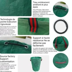Sale Sacs de jardin INN® 300L 2PCS professionella trädgårdsavfallssäckar vattentäta lövsäckar robusta för gräsmatta och löv Trädgårdskorgar