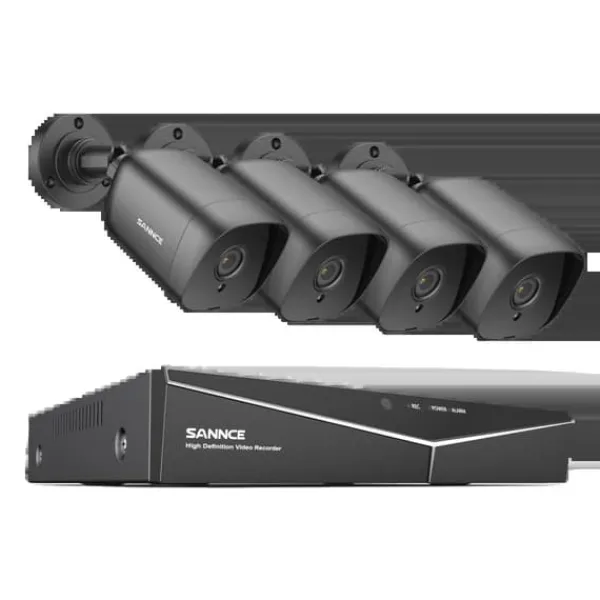 SANNCE 8CH DVR Kit, 1080P Högupplösning, Nattseende upp till 30m,8CH 4PCS DVR-kit, 4T