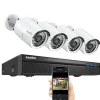 SANNCE NVR Övervakningskamerasystem, 8MP Video Upplösning, 8CH POE Stöd,8MP 4st Kamera, Ingen