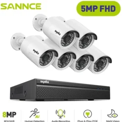 SANNCE Videoövervakningssystem, 8MP Upplösning, POE IP-kameror,I51FQ06, Ingen
