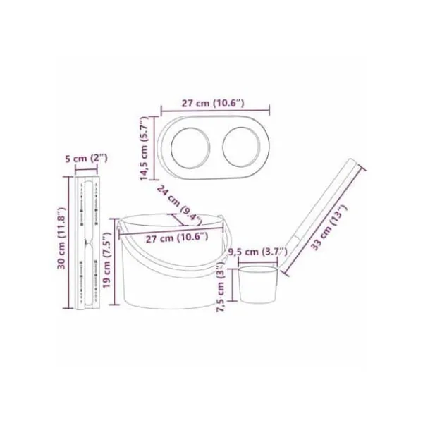 vidaXL Sauna tillbehörsset - - Svart - Aluminium och furu - 27x24x19 cm - Hink 7 L