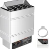 Saunaugn 9 kW, elsauna 380 V - 415 V, rostfri saunaugn, elektrisk saunaugn 2 lägen (temperatur, tid), extern kontroll och 3M-temperatursensor