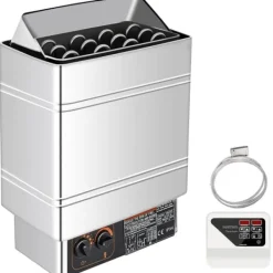 Saunaugn 9 kW, elsauna 380 V - 415 V, rostfri saunaugn, elektrisk saunaugn 2 lägen (temperatur, tid), extern kontroll och 3M-temperatursensor