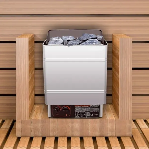 Saunaugn 9 kW, elsauna 380 V - 415 V, rostfri saunaugn, elektrisk saunaugn 2 lägen (temperatur, tid), extern kontroll och 3M-temperatursensor