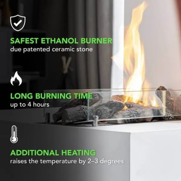 Outlet Serra bio-etanol väggkamin - Vit - stämningskamin - 1,5 KW värme Öppna Spisar