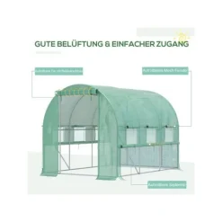 Clearance Serre tunnel - MUVOE - 2.95x2x2m - PE-film anti-UV - Struktur av rostfritt stål - 6 rullbar fönster Växthus