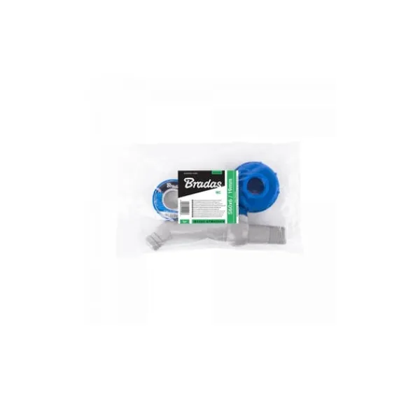 Set - PP 45° kran med IBCS60x6 adapter för 25 mm slang med PTFE tejp