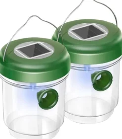 Set med 2 hängande utomhus getingfällor med LED-ljus Återanvändbara Skadedjursfällor