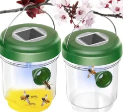 Set med 2 hängande utomhus getingfällor med LED-ljus Återanvändbara Skadedjursfällor