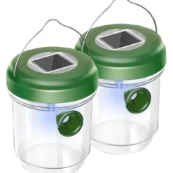 Online Set med 2 hängande utomhusgetingfällor med LED-ljus - Återanvändbara - För gård, terrass, trädgård Skadedjursfällor
