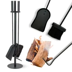 Discount Set med spis, kamin, borste, sopskyffel, tillbehör, 4-i-1-verktyg Tillbehör Till Vedeldade Kaminer & Öppna Spisar
