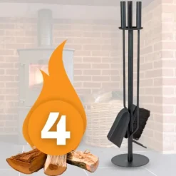 Discount Set med spis, kamin, borste, sopskyffel, tillbehör, 4-i-1-verktyg Tillbehör Till Vedeldade Kaminer & Öppna Spisar