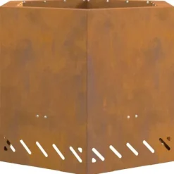 Sale Sexkantig rökfri eldstad i väderbeständigt stål | Storlek: 58x58x51 cm | Färg: Rustik Öppna Spisar