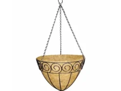 Sale Siena Garden Cone Design J58089 #####Hängeampel Stål, Kokos Sort, Natur Trädgårdskorgar