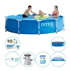 Outlet Simbassäng Combi Deal - Intex Metallram Rund 305x76 cm Pooler