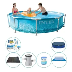 Simbassäng Plus Tillbehör - Intex Metallram Rund Strandsida 305x76 cm