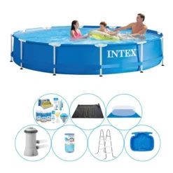 Simbassäng Super Deal - 8-delad - Intex Metallram Rund 366x76 cm Pooler