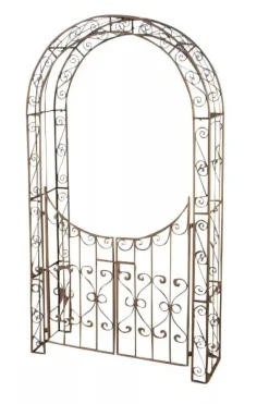 New Sina Antique Brown Metal Rose Arch with Lockable Gate - 235cm Height Valvbågar, Spaljéer, Bersåer & Pergolor