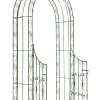 Sina Rose Arch with Gate - Antique Green Metal Garden Trellis for Climbing Plants, Durable and Easy Assembly