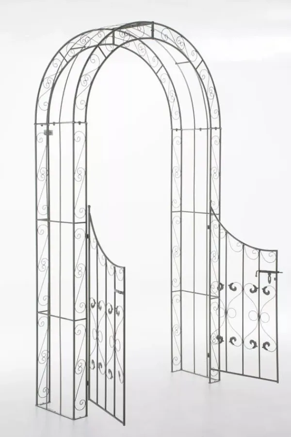 Sina Rose Arch with Gate - Antique Green Metal Garden Trellis for Climbing Plants, Durable and Easy Assembly