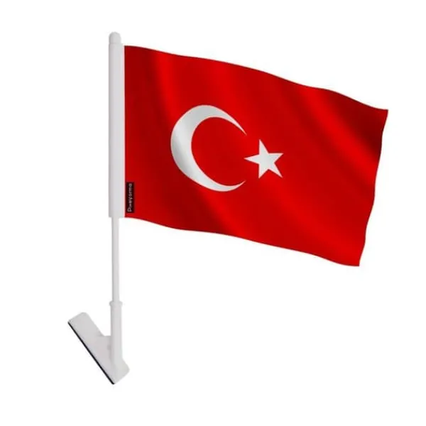 Clearance Självhäftande flagga - Turkiet - 14 x 21 cm - Hållbar polyester - Lätt - Framsida/baksida Flaggor & Vindstrutar