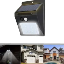 Säkerhetsbelysning - Solarlampor - 30 LED - Vattentålig IP65 - Rörelse-detektor - Solar