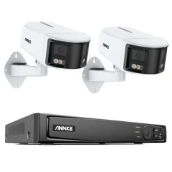 Sale Säkerhetskamera, 8MP upplösning, 180° panoramavy, H.265+ kompression,2Pcs 6MP Kamera, 2T Säkerhetsmonitorer & Videokameror