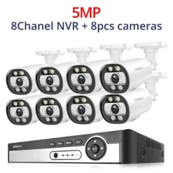 Best Säkerhetskamerasystem, AI-ansiktsigenkänning, färgnattsyn,8CH NVR 8ST KAMERA 5MP, 1T Säkerhetsmonitorer & Videokameror