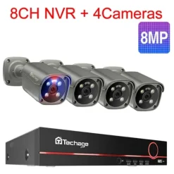 Sale Säkerhetskamerasystem, 4K HD-upplösning, tvåvägsljud, Ingen, 8CH 4 st 8MP kamera Säkerhetsmonitorer & Videokameror