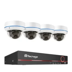 Säkerhetskamerasystem, 8-kanalsstöd, rörelsedetekteringsaviseringar,3T Inbyggd HDD, 5MP NVR x 4 Kameror