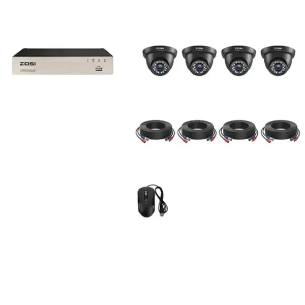 Säkerhetskamerasystem, 8-kanals DVR-inspelare, inomhus- och utomhuskameror, N-typ, 2T