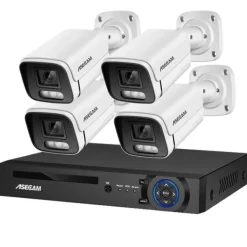 Säkerhetskamerasystem, 4K-upplösning, AI-färgnattsyn, , 2T, 4CH NVR and 4 Camera