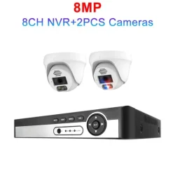 New Säkerhetskamerasystem, 4K-upplösning, AI-ansiktsigenkänning,8CH NVR 2 KAM 8MP, 4T Säkerhetsmonitorer & Videokameror