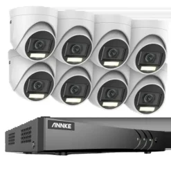 Säkerhetskamerasystem, 5MP högupplöst, 8CH DVR med nattseende,8CH DVR 8-pack kit, Ingen