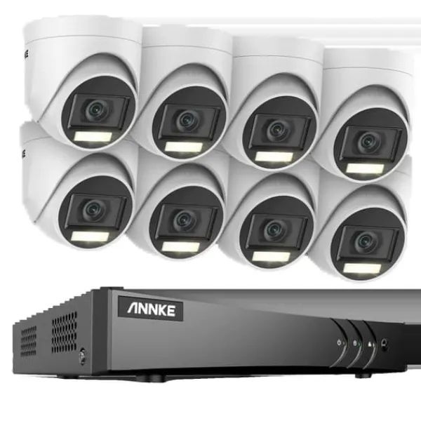 Säkerhetskamerasystem, 5MP högupplöst, 8CH DVR med nattseende,8CH DVR 8-pack kit, Ingen