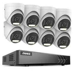 Säkerhetskamerasystem, 5MP högupplöst, 8CH DVR med nattseende,8CH DVR 8-pack kit, Ingen