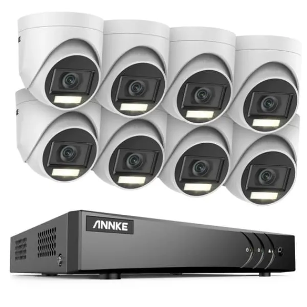 Säkerhetskamerasystem, 5MP högupplöst, 8CH DVR med nattseende,8CH DVR 8-pack kit, Ingen