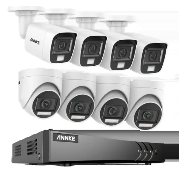Säkerhetskamerasystem, 5MP högupplöst, 8CH DVR med nattseende,8CH DVR 8Pcs Kit-c, Ingen