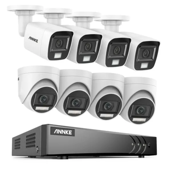 Säkerhetskamerasystem, 5MP högupplöst, 8CH DVR med nattseende,8CH DVR 8Pcs Kit-c, Ingen