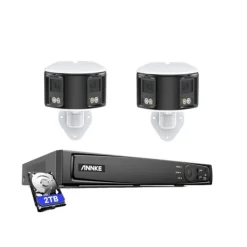 Outlet Säkerhetskamerasystem, 6MP upplösning, 180° panoramavy,2ST 2TB Säkerhetsmonitorer & Videokameror
