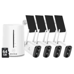 Säkerhetskamerasystem, 4MP upplösning, panorering och lutning funktionalitet,5200mAh 4St 64G